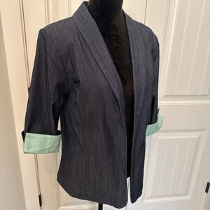 NWT Women's XL Lightweight Denim Blazer Cuff Stretch Career Comfort Lightweight